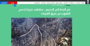 لقطة شاشة من موقع LBC لحرائق لبنان في القبيات في يوليو المنصرم