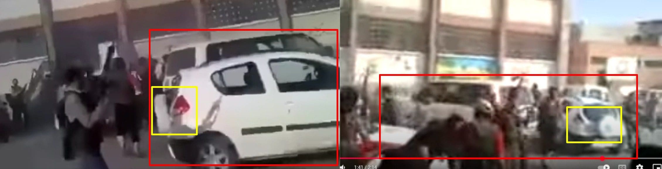 مقارنة بين مشاهد فيديو اليوتيوب (يمين)، مع لقطة ثابتة من فيديو الادعاء (يسار) -2
